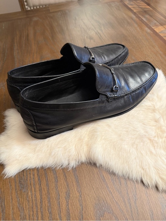 Bruno Magli Men 10.5US Horsebit Loafers Black Leather Italy Hand Made main image 4